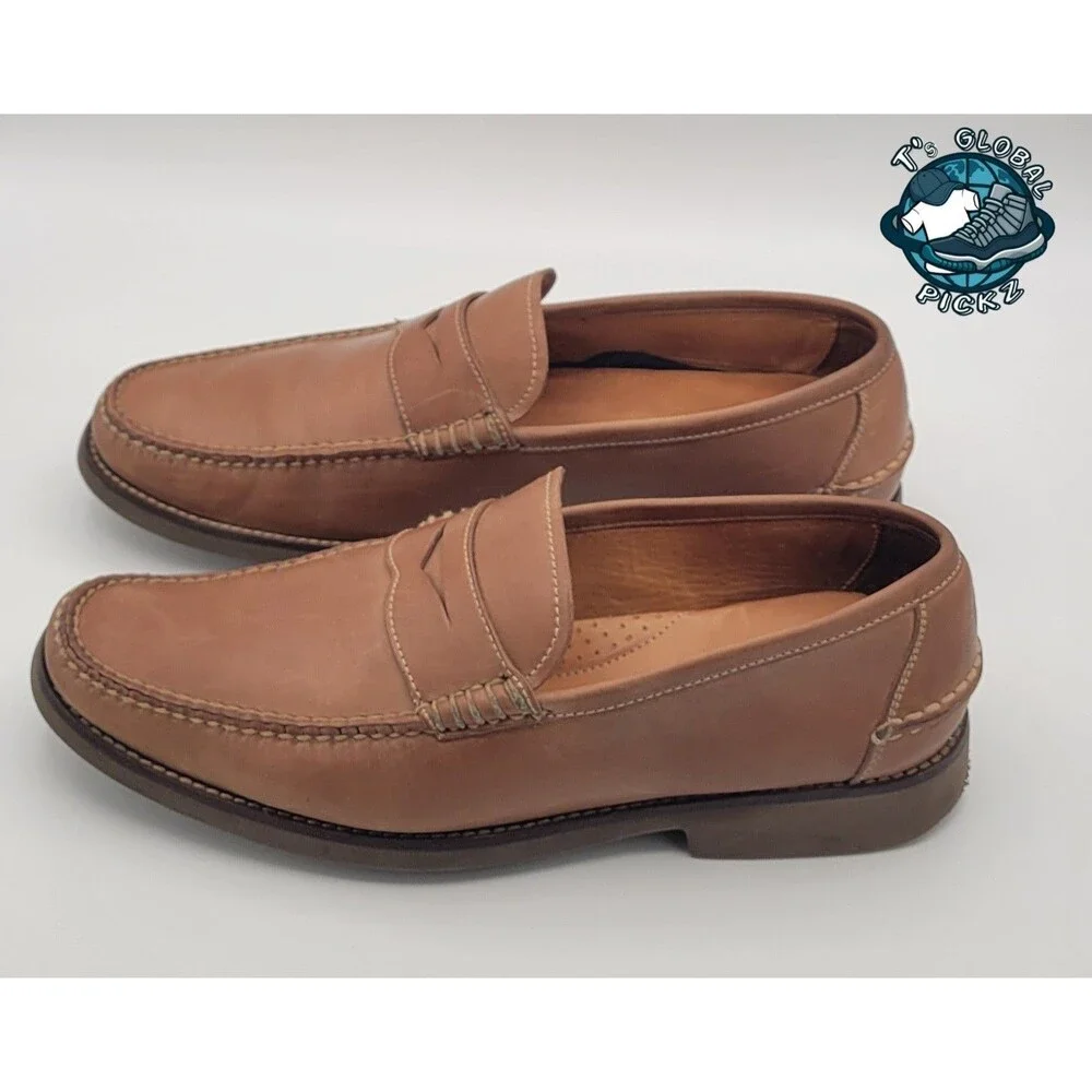 Peter Millar Brown Handsewn Leather Slip-On Penny Loafers Mens Size 10.5 M